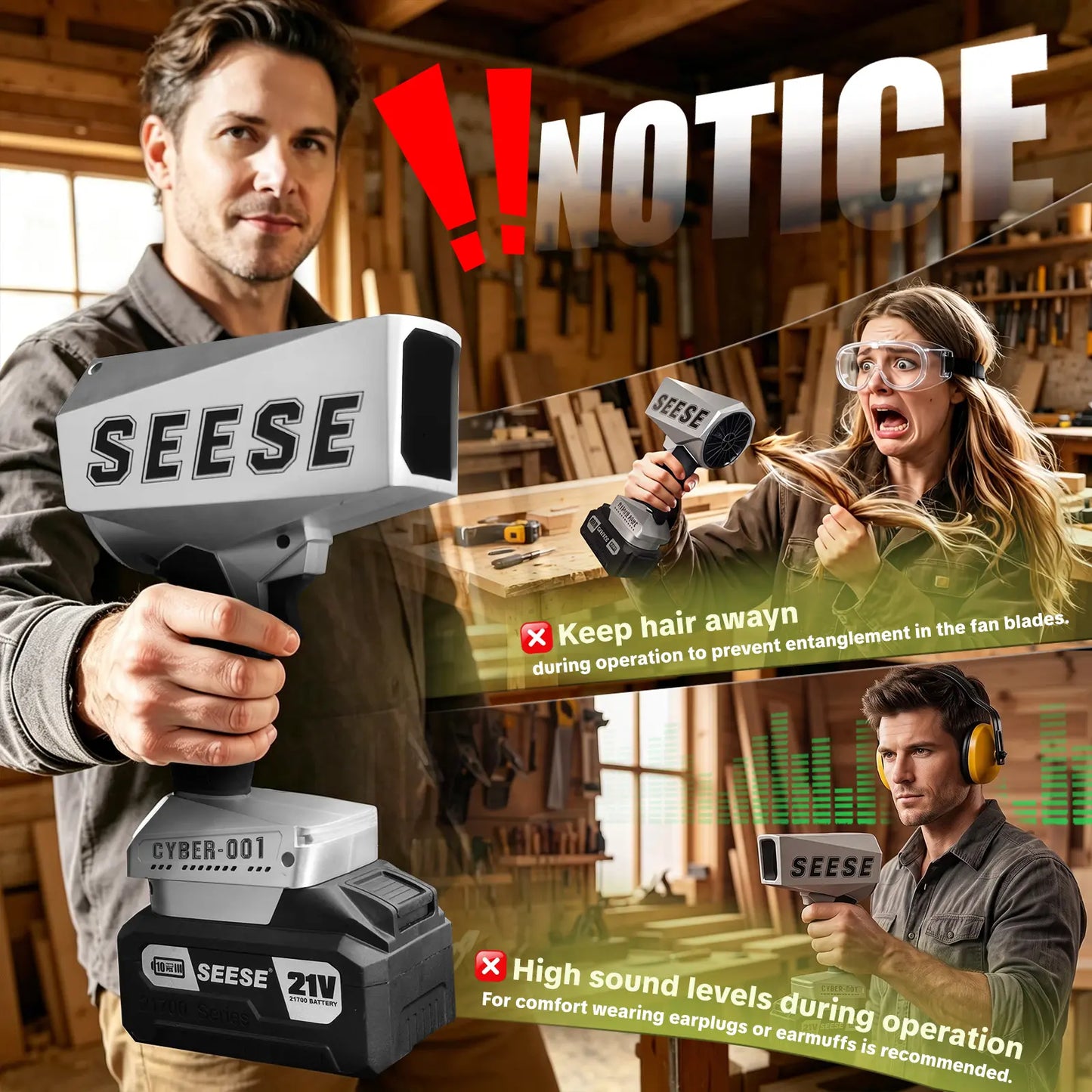 【FathersDayGift】SEESE 2000G Cyber Cordless Leaf Blower Violent TurboFan,120 MPH+,BrushlessPure Copper Motor Jet Fan With Battery,CordlessTurbo Super Power Air Duster, Car Drying after Wash, SnowRemoval fathersdaygift