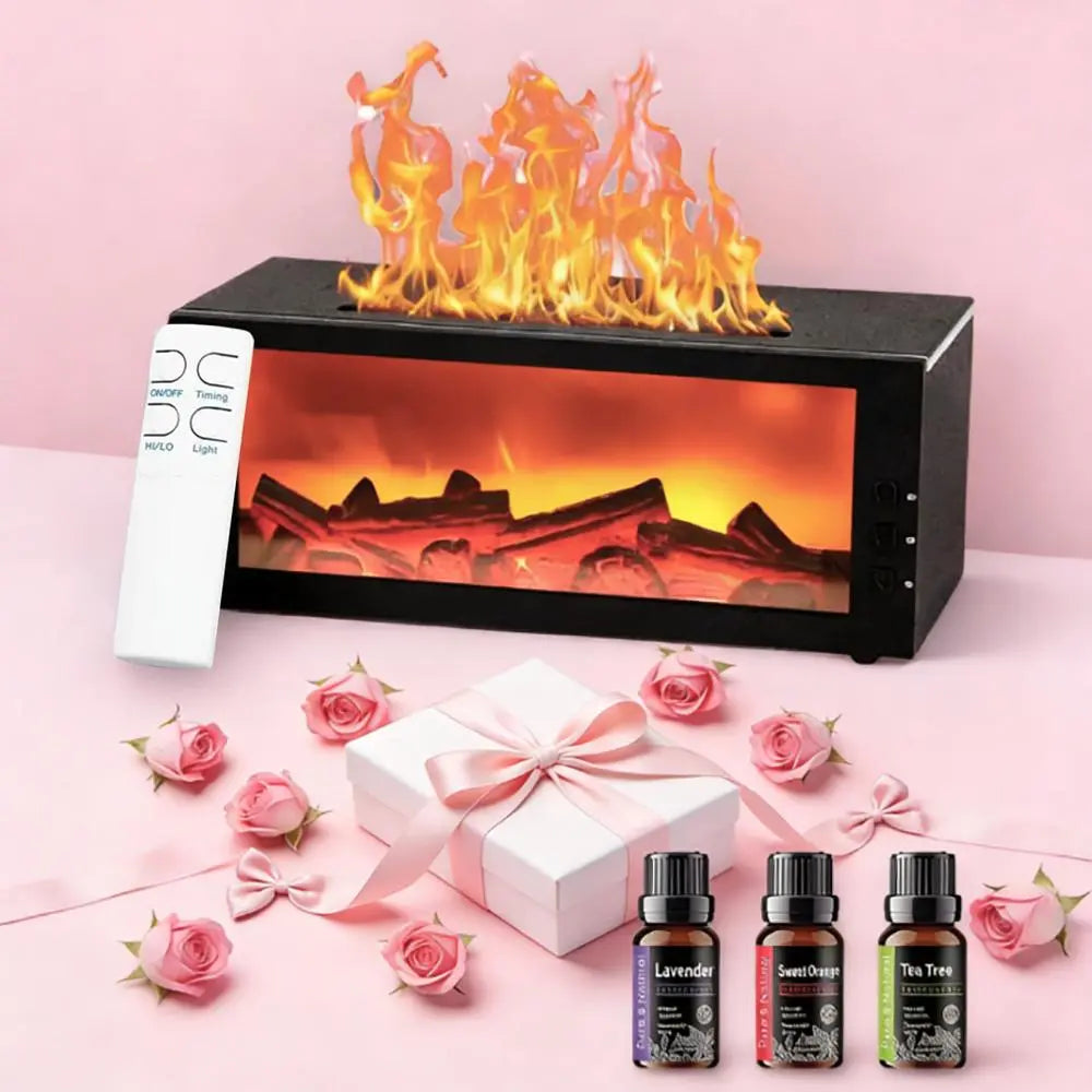 300ml Flame Aroma Diffuser Humidifier with Timer Remote and Waterless Auto-Off
