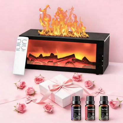 300ml Flame Aroma Diffuser Humidifier with Timer Remote and Waterless Auto-Off