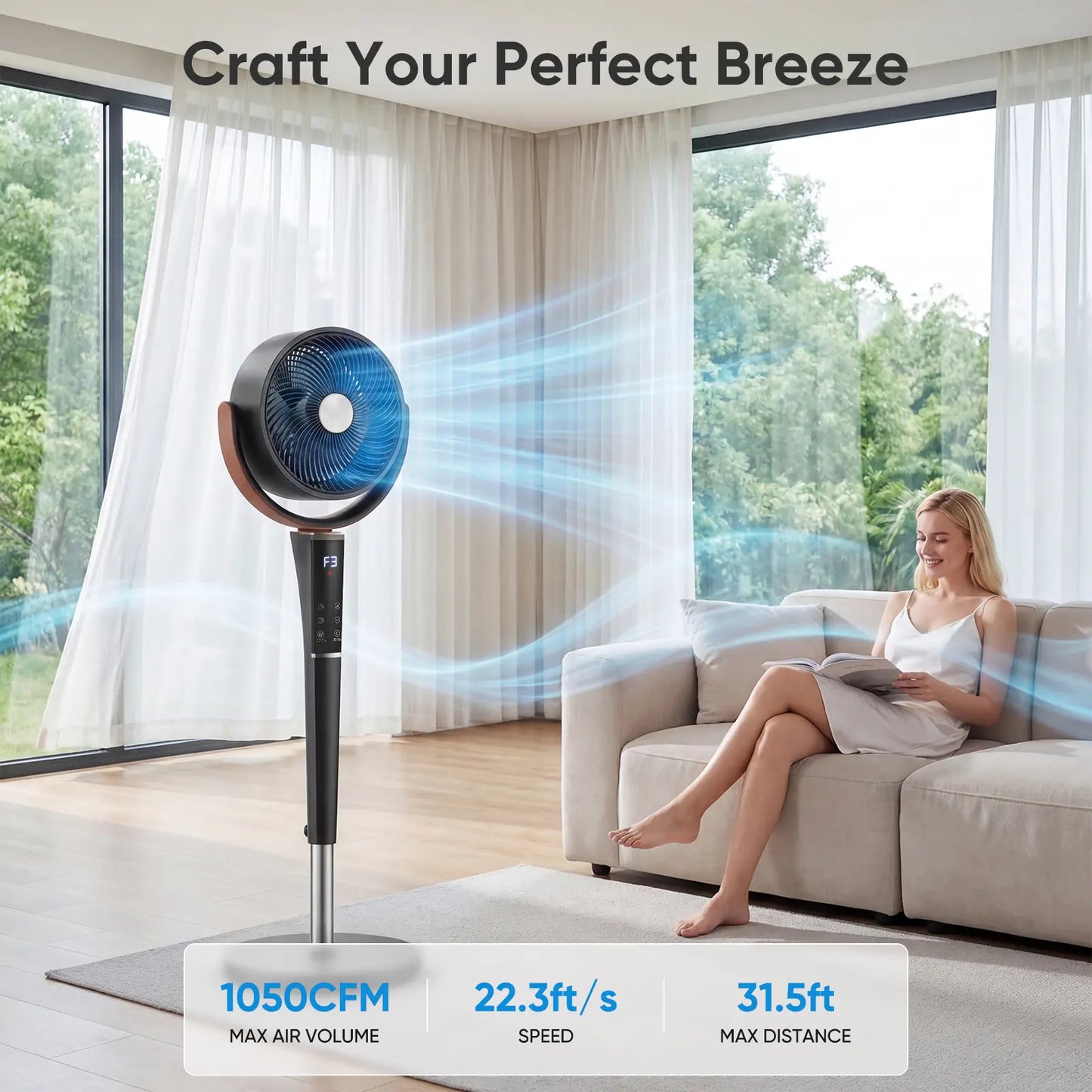 🔥Summer Sale 45% OFF | Quiet DC Motor Standing Fan, 120° Oscillating Pedestal Fan with Remote, 16 Speeds, 20dB