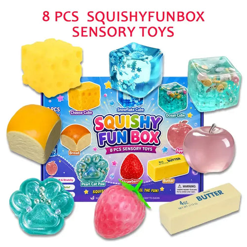 8-Pack Stress Relief Fidget Toys Set, Sensory Squishy Toys for Kids & Adults, Slow-Return Malt Sugar Material, Creative Party Favors & Anxiety Relief Bundle