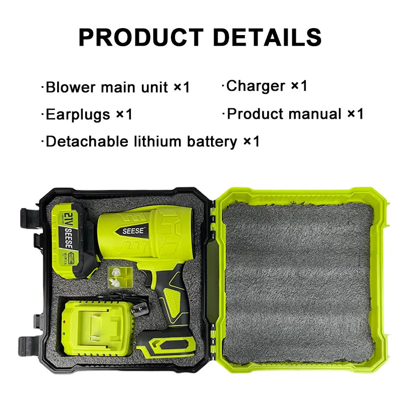 Powerful Cordless Turbo Jet Blower for Car Drying and Garden Cleaning