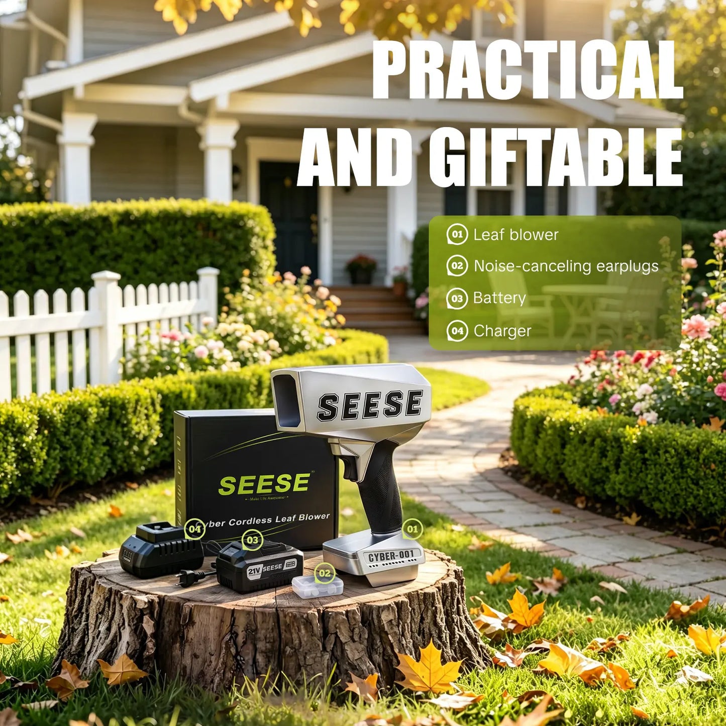 【FathersDayGift】SEESE 2000G Cyber Cordless Leaf Blower Violent TurboFan,120 MPH+,BrushlessPure Copper Motor Jet Fan With Battery,CordlessTurbo Super Power Air Duster, Car Drying after Wash, SnowRemoval fathersdaygift