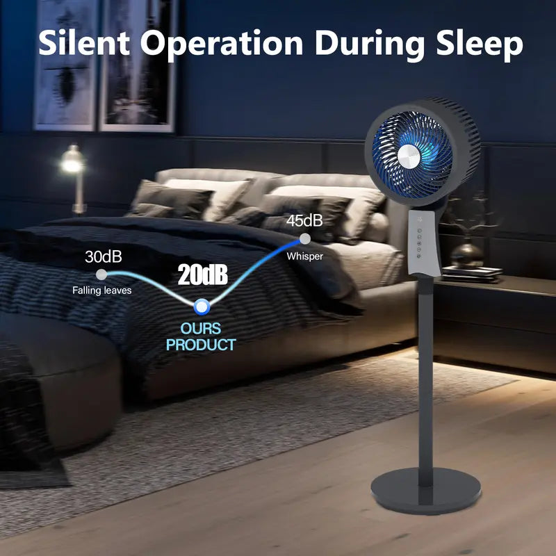 Quiet Oscillating Pedestal Fan, 90ft Powerful Airflow for Large Rooms & Garages, 32 Speeds & 3 Modes, 12H Timer, Remote Controlled Floor Fan for Bedroom Home Office