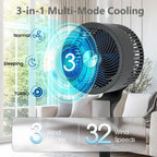 Quiet Oscillating Pedestal Fan, 90ft Powerful Airflow for Large Rooms & Garages, 32 Speeds & 3 Modes, 12H Timer, Remote Controlled Floor Fan for Bedroom Home Office