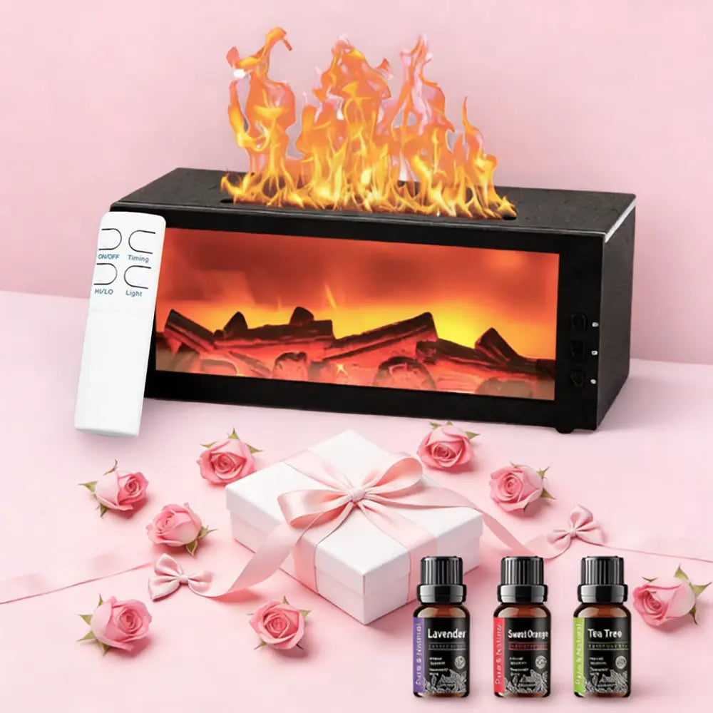 300ml Flame Aroma Diffuser Humidifier with Timer Remote and Waterless Auto-Off