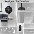 Quiet Oscillating Pedestal Fan, 90ft Powerful Airflow for Large Rooms & Garages, 32 Speeds & 3 Modes, 12H Timer, Remote Controlled Floor Fan for Bedroom Home Office