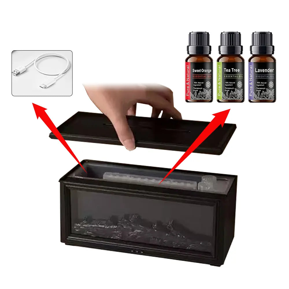300ml Flame Aroma Diffuser Humidifier with Timer Remote and Waterless Auto-Off